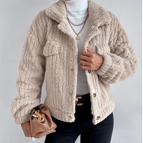 Cozy Teddy Button Down Oversized Jacket Coat - Picture 5 of 10